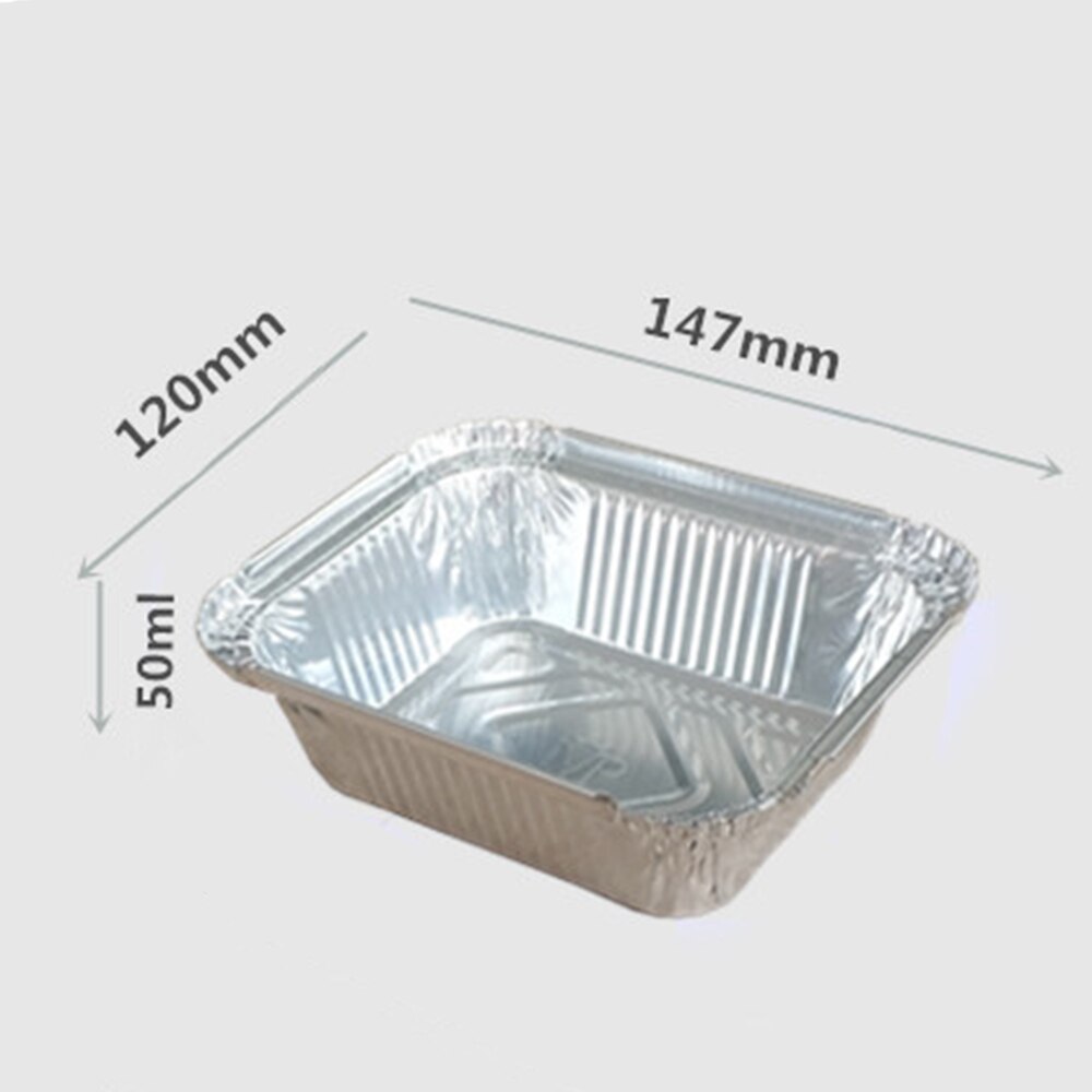 20 Stuks 450Ml Wegwerp Aluminiumfolie Lunch Box Met Deksel Tin Wegwerp Meeneem Verpakt Lunchbox Container 14.7*12*5Cm