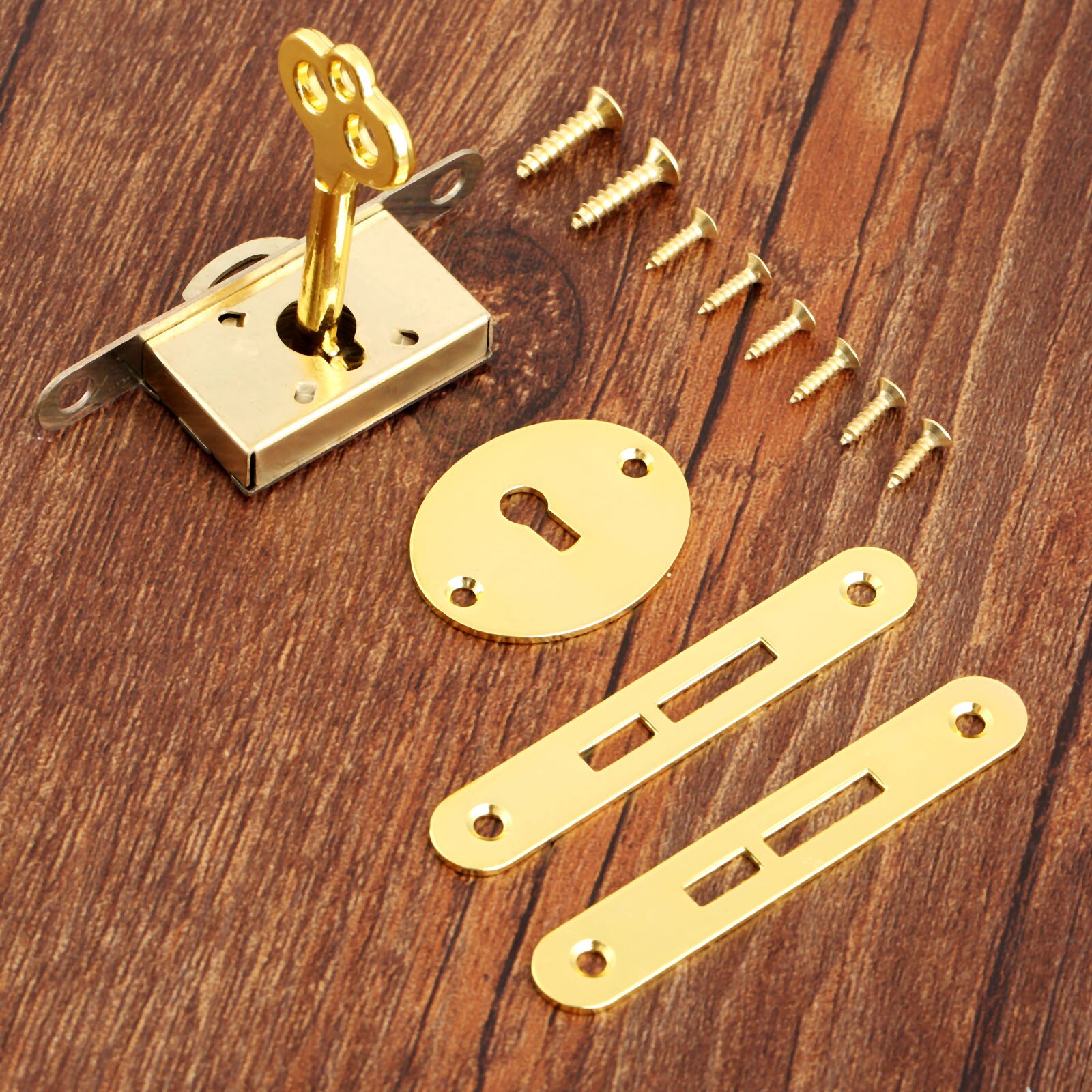 5 stk /1 sæt guld klassisk lås zink legering opdelt nøglekontakt skuffe garderobeskab skab antik vintage møbler hardware