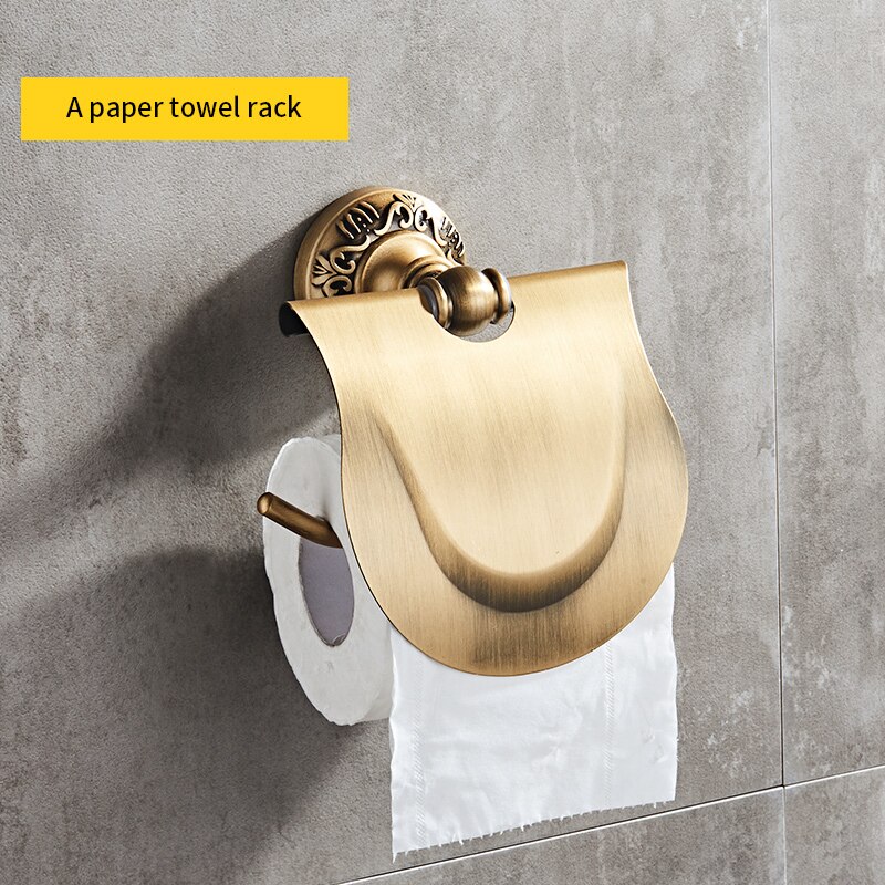 Antiek Messing Badkamer Accessoires Set Plank Handdoek Bar Cup Houders Haardroger Rack Tissue Holder Roll Papier Houder Zeepbakje: A paper towel rack