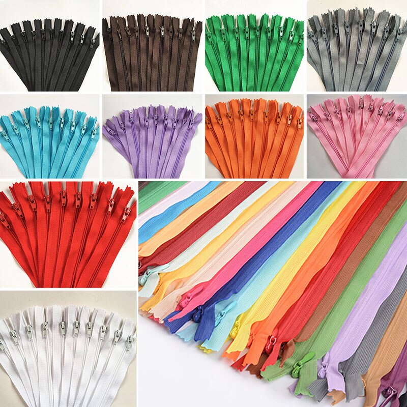 10 Pcs Mix Farbe Lange Unsichtbar Tasche Tailor Kanalisation Reißverschlüsse Geschlossen Ende Schneider Quilt Crafter Nylon Spule 8 Zoll handwerk DIY Zipper