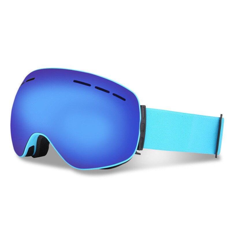 Magnetische skibrillen met dubbele lagen,  uv400 anti-condens grote skibrillen, sneeuwbrillen, skibrillen voor mannen en vrouwen, snowboardbrillen: Blauw