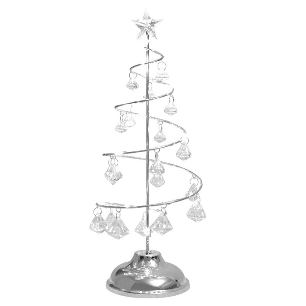 Luz de noche LED de cristal de Color cálido, decoración de árbol de Navidad, lámpara de adorno para dormitorio: Plata