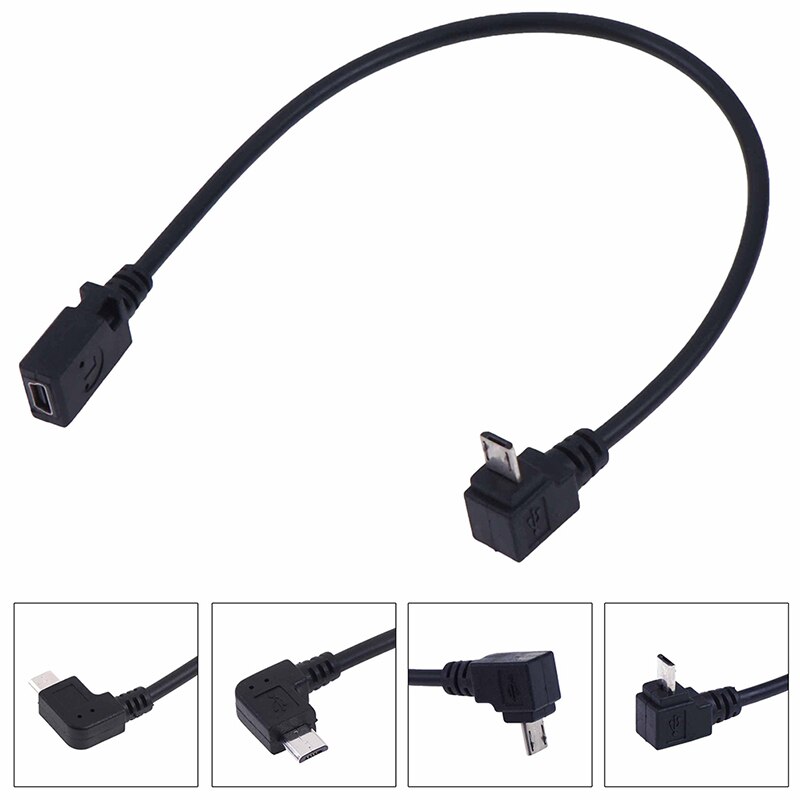 90 Degree Down& Up& Right Left Angled Micro USB 2.0 5Pin Male To Mini Usb Female Extension Connector Adapter Long Plug Connector