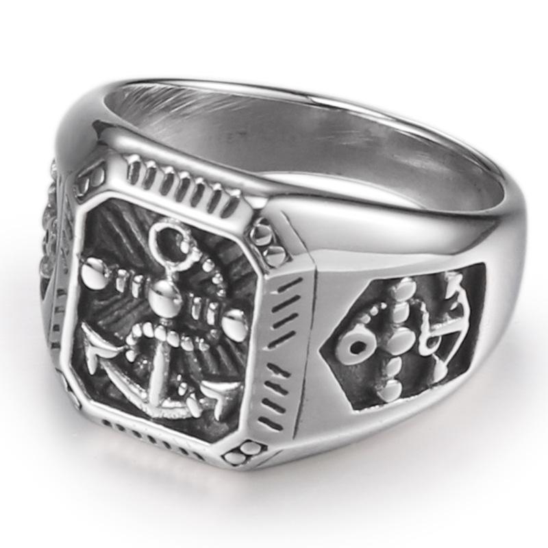 Anillo de plata con forma de ancla para hombre, joyería de ,