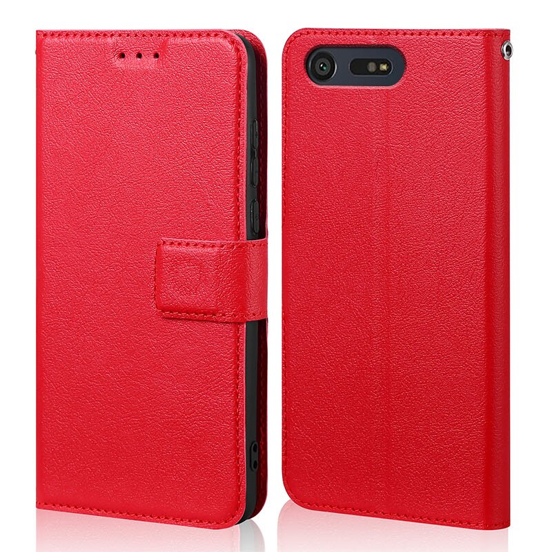Dla Sony Xperia X Compact etui z klapką ze skóry i silikonu powrót skóra stojak capa dla Sony X Mini F5321 pokrywa telefon funda etui torba: Red