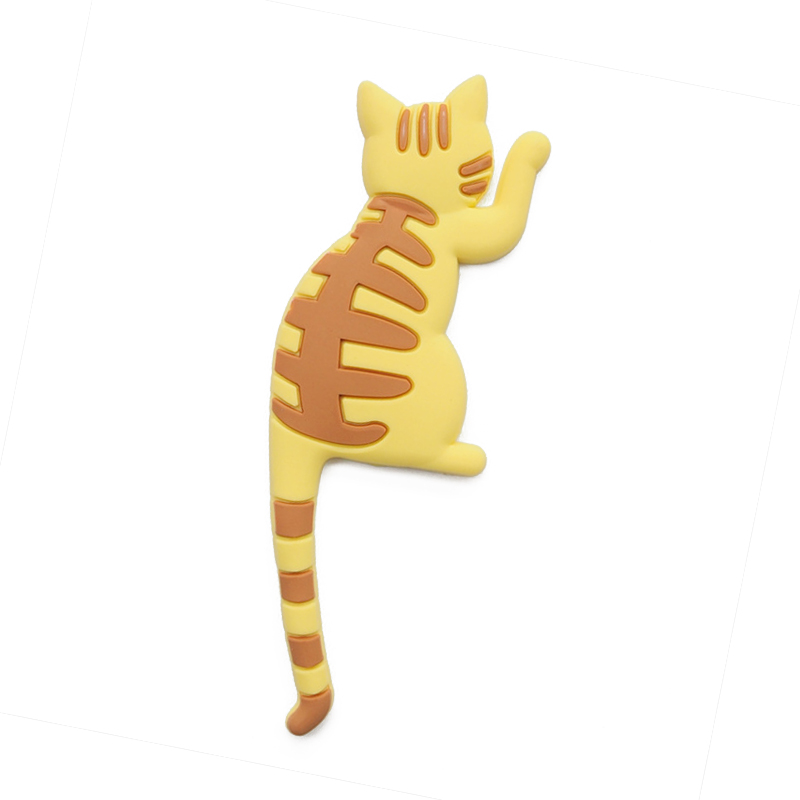 Cartoon Cat Tail Refrigerator Magnet Hook Cute Cat Home Powerful Magnet Hook Multi-functional Storage Hanging Hooks: Yellow