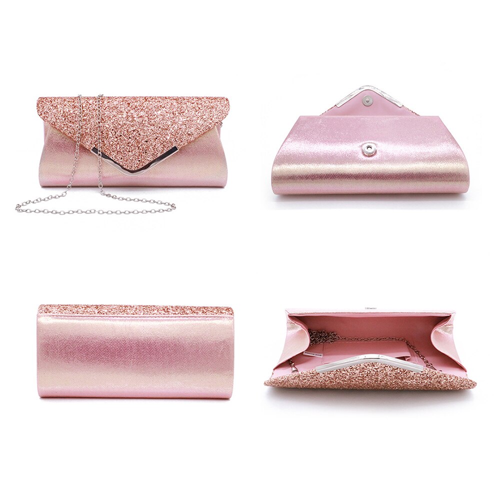 Vrouwen Avondtasje Glitter Clutch Bag Meisjes Bruiloft Chain Sequin Schouder Pack Purse Party Banket Handtas