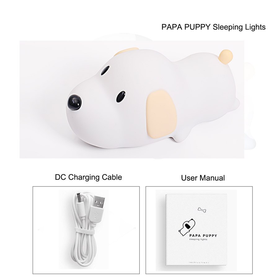Silicone Cartoon Puppy Dog Touch Sensor LED Night Light Baby Children Bedroom LED Night Lamp USB Atmosphere Novelty Light