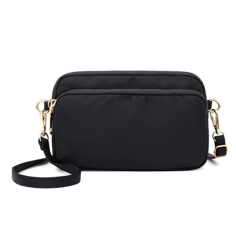 Bag Women Women Waterproof Solid Color Shoulder Bag Crossbody Nylon Messenger Small Purse Simple And Durable Bolsas: Black