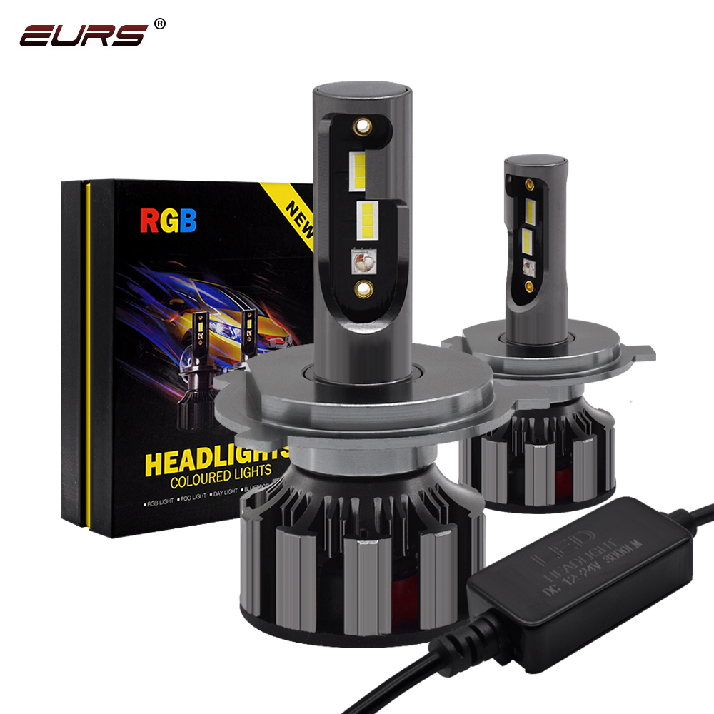 EURS H4 led H7 APP Bluetooth Controle RGB Auto LED Koplamp H1 H3 H8 H11 H8 H9 9005 9006 D2S d3S 9004 9007 H13 Auto Koplamp Lamp