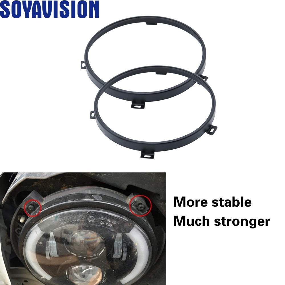 Soyavision 7 "Ronde Zwarte Koplamp Beugel Paar Koplamp Montage Ring Trim Beugel Voor Jeep Wrangler Jk 2007