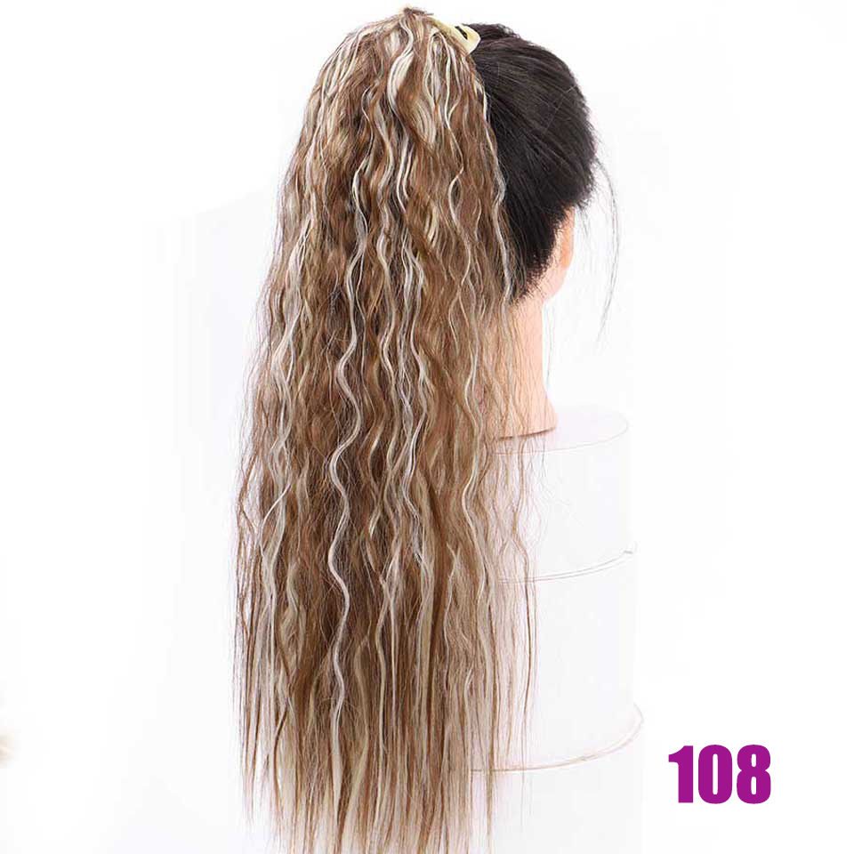Extension capillaire synthétique à Clip bouclée crépue-MEIFAN | Postiche Afro longue, queue de cheval à enrouler pour femmes: 108