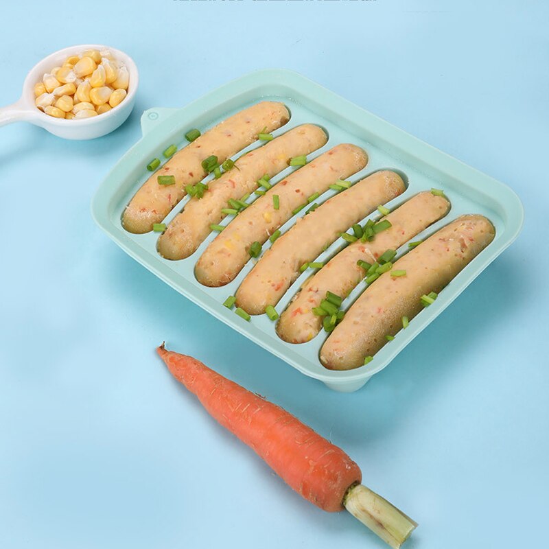 6 Grid Silicone Sausage Mold Reusable Dog Makers Handmade Ham DIY Sausage Mould Home Kitchen Baking Tools Sausage Molds