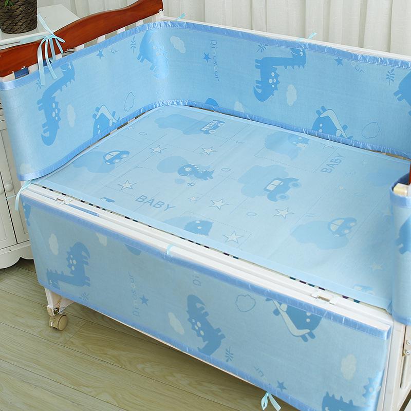 Baby Bed Bumper Ademend Mesh Wieg Protector Baby Beddengoed Set Doek Om De Cot Voor Alle Size Wieg Zuigeling Veilig hek: B-Blue