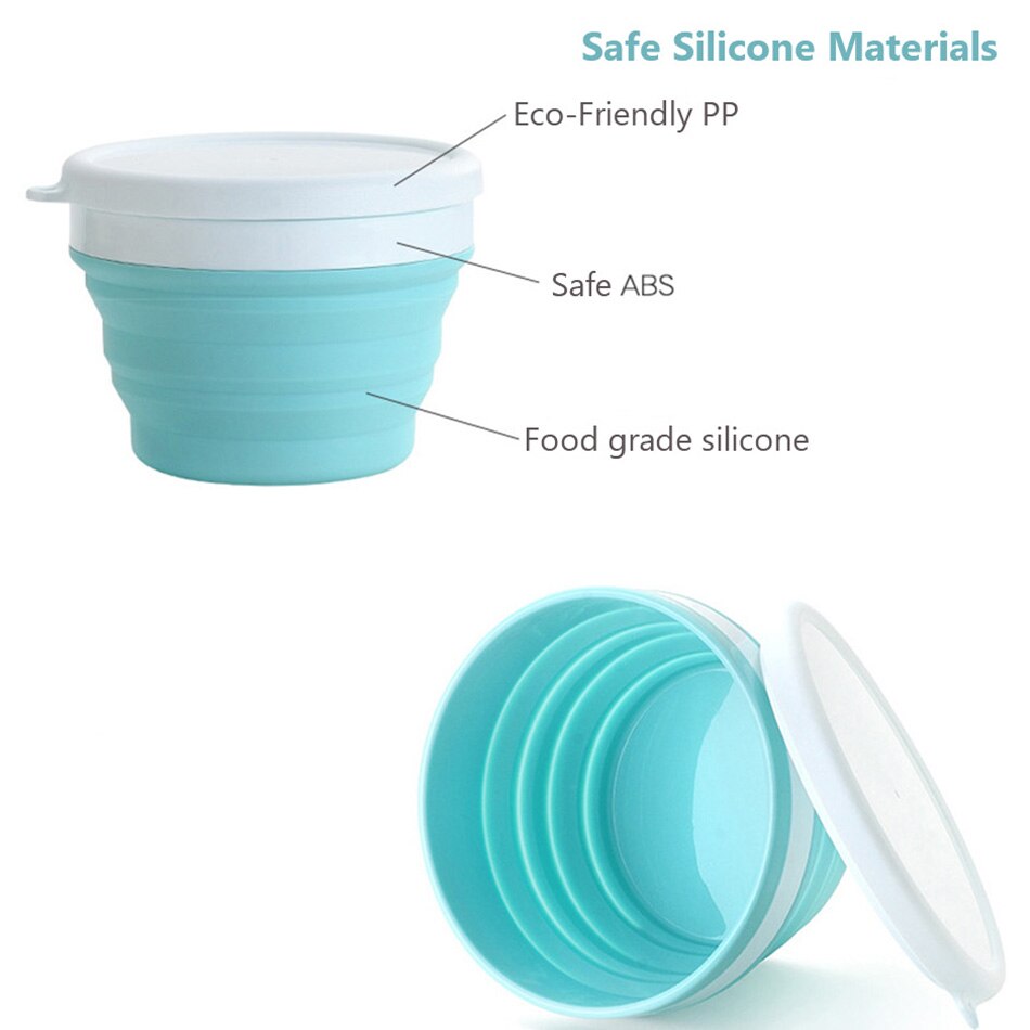 Collapsible Coffee Cup with Lids Reusable Camping Tea Cup for Portable Foldable Hiking Traveling Office Eco-friendly Sustainable