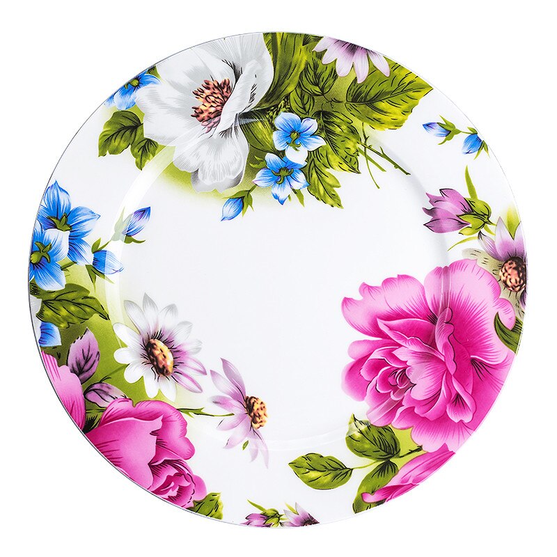 Porcelain &amp; Ceramic Dinner Plate Round 8 Inches Wedding Kitchen Tableware Steak &amp; Cake Dessert Dishes Rose Dish