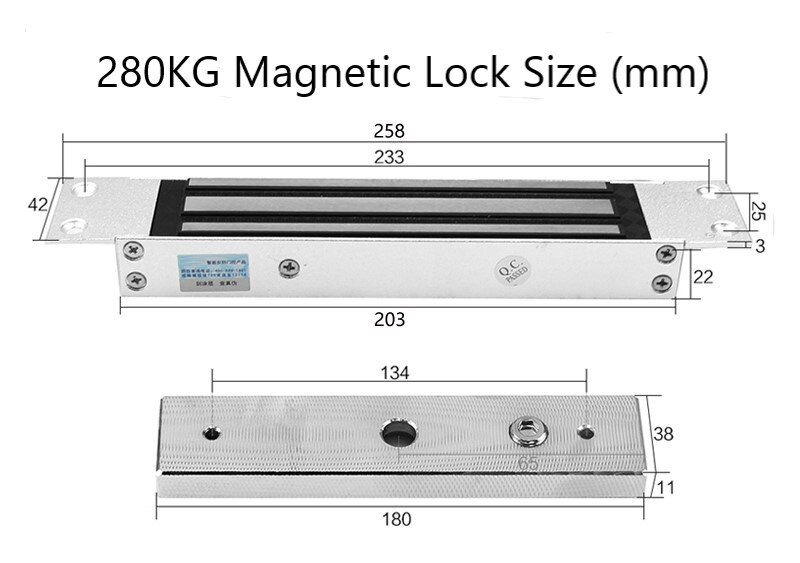 12V 24V 280kg Holding Force Magnetic Lock Single Double Door Surface Mounted Lock Concealed Waterproof Time Delay Solenoid Latch: 280KG Concealed
