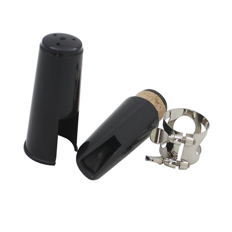 Black Plastic B Flat Clarinet Mouthpiece & Cap Clamp Woodwind Instruments