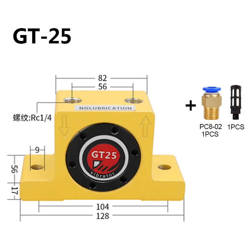 GT8/10/13/16/20/25/30/36/48/60 Pneumatische Vibrator Gt turbine Oscillatoren Pneumatische Industrie Vibrator Hamer Blanking Onderdelen: GT-25