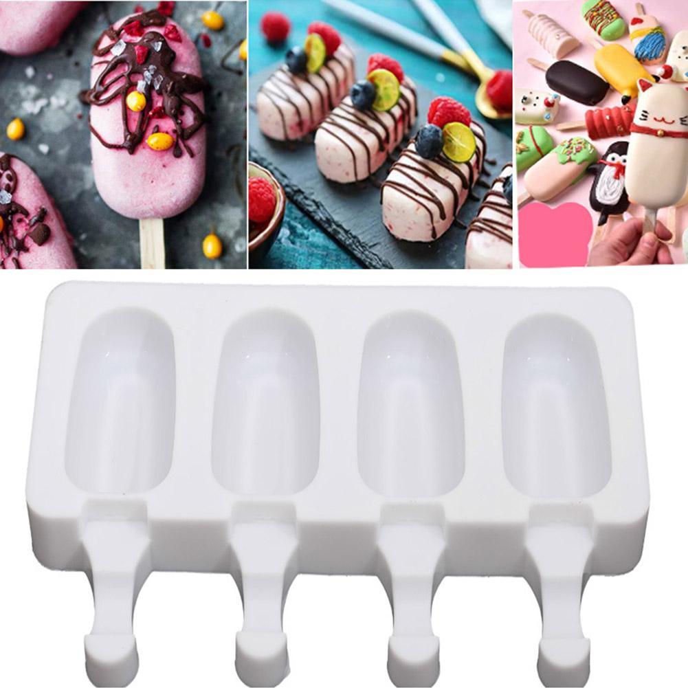 4 galler återanvändbar silikon popsicled maker form fryst glass form diy-verktyg glass silikon form makers dessertbricka