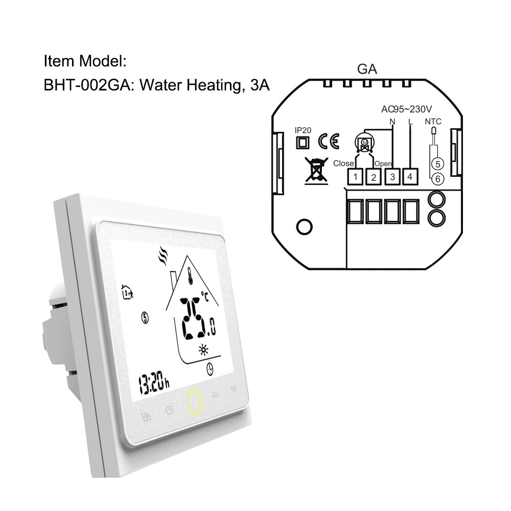 Smart termostat temperaturregulator til vand/el gulvvarme vand/gasfyr fungerer med alexa google home