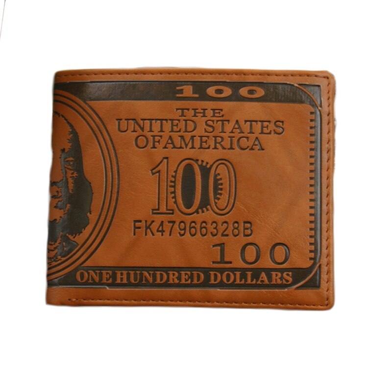 Portefeuilles pour hommes avec 100 US Dollar motif portefeuille homme cuir portefeuille Photo porte-carte grande capacité portefeuille: Light brown