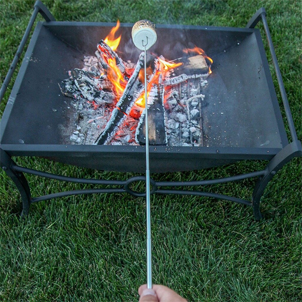Aço inoxidável churrasco marshmallow assar varas estendendo torrador telescópico ao ar livre picnic espeto churrasco espetos varas d5