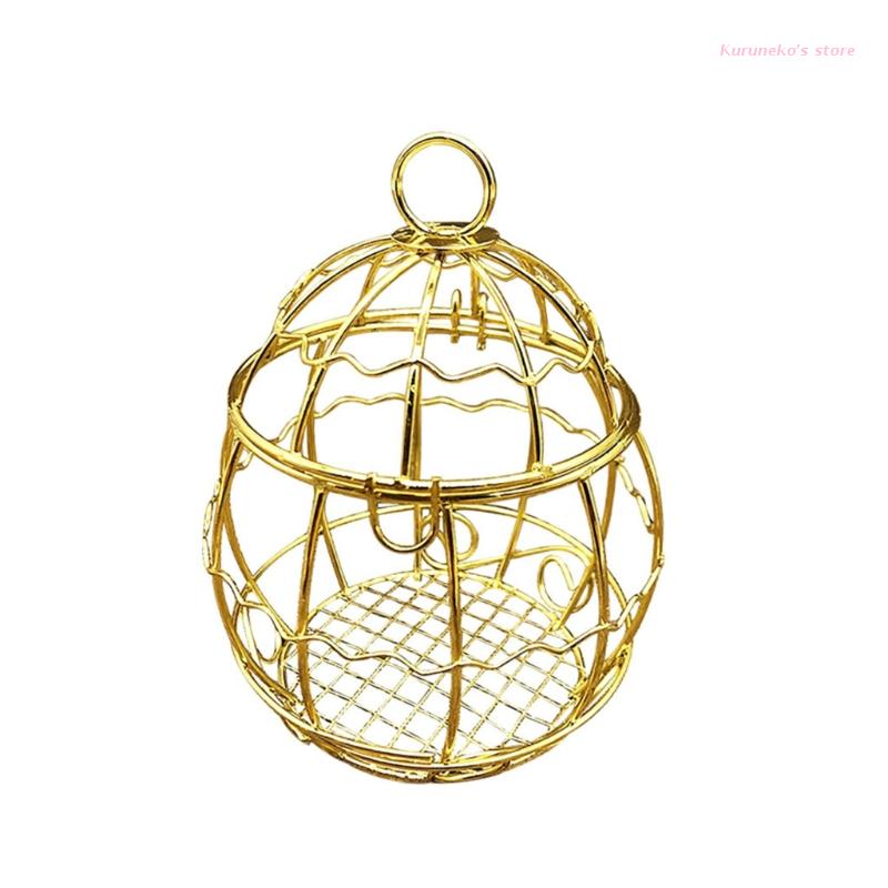 Mangeoire d&#39;extérieur pour oiseaux, petit support de boule de graisse suspendue, outil d&#39;alimentation facile à remplir, Durable en métal doré, mangeoires à boules de suif pour oiseaux: 1