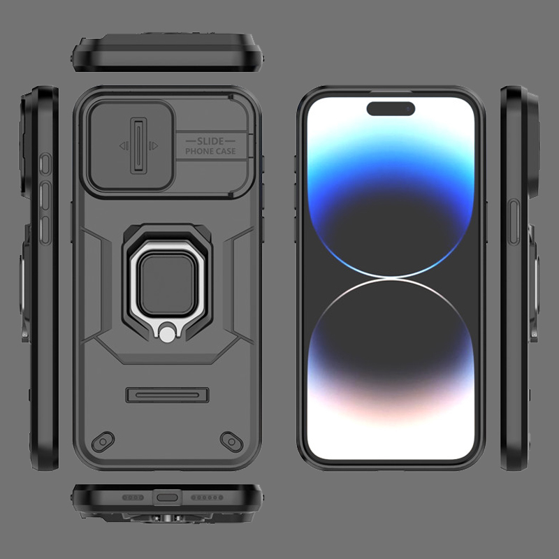 For iPhone 15 Pro Max Cover iPhone 13 14 15 Pro Max Case Lens Sliding Window Protector Armor Shockproof Holder Magnetic Bumper