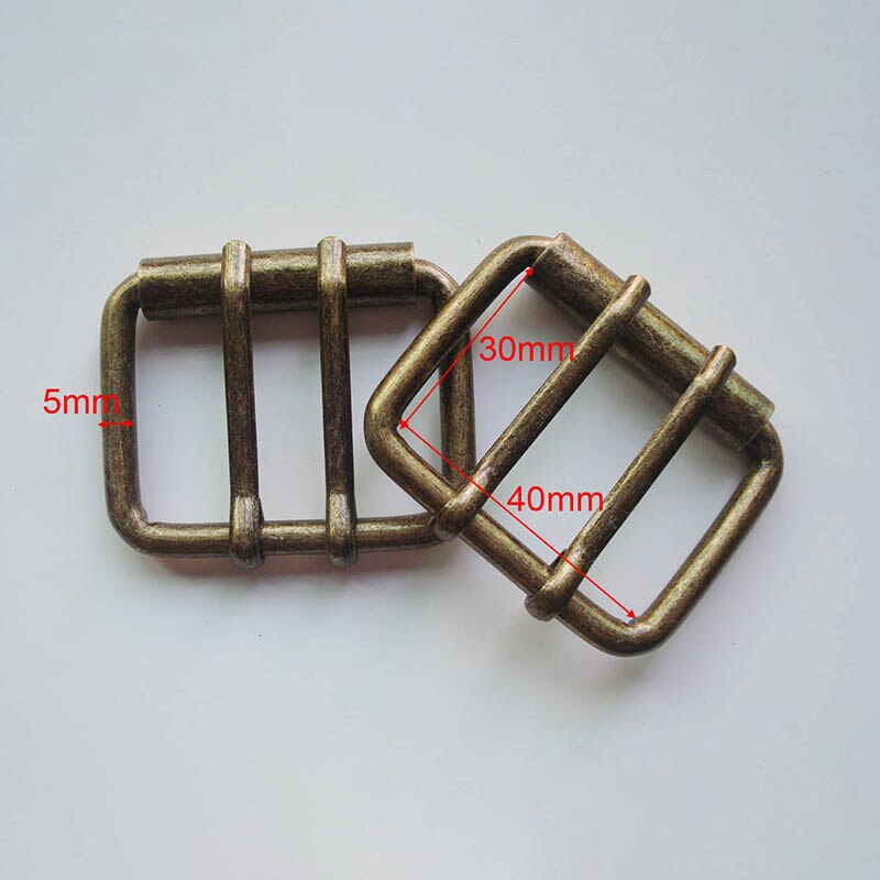 Meetee 4 Uds doble Pin zapatos hebilla tamaño interior 40mm hebillas de cinturón ajustables equipaje bolso DIY cuero accesorios decorativos: Latón envejecido