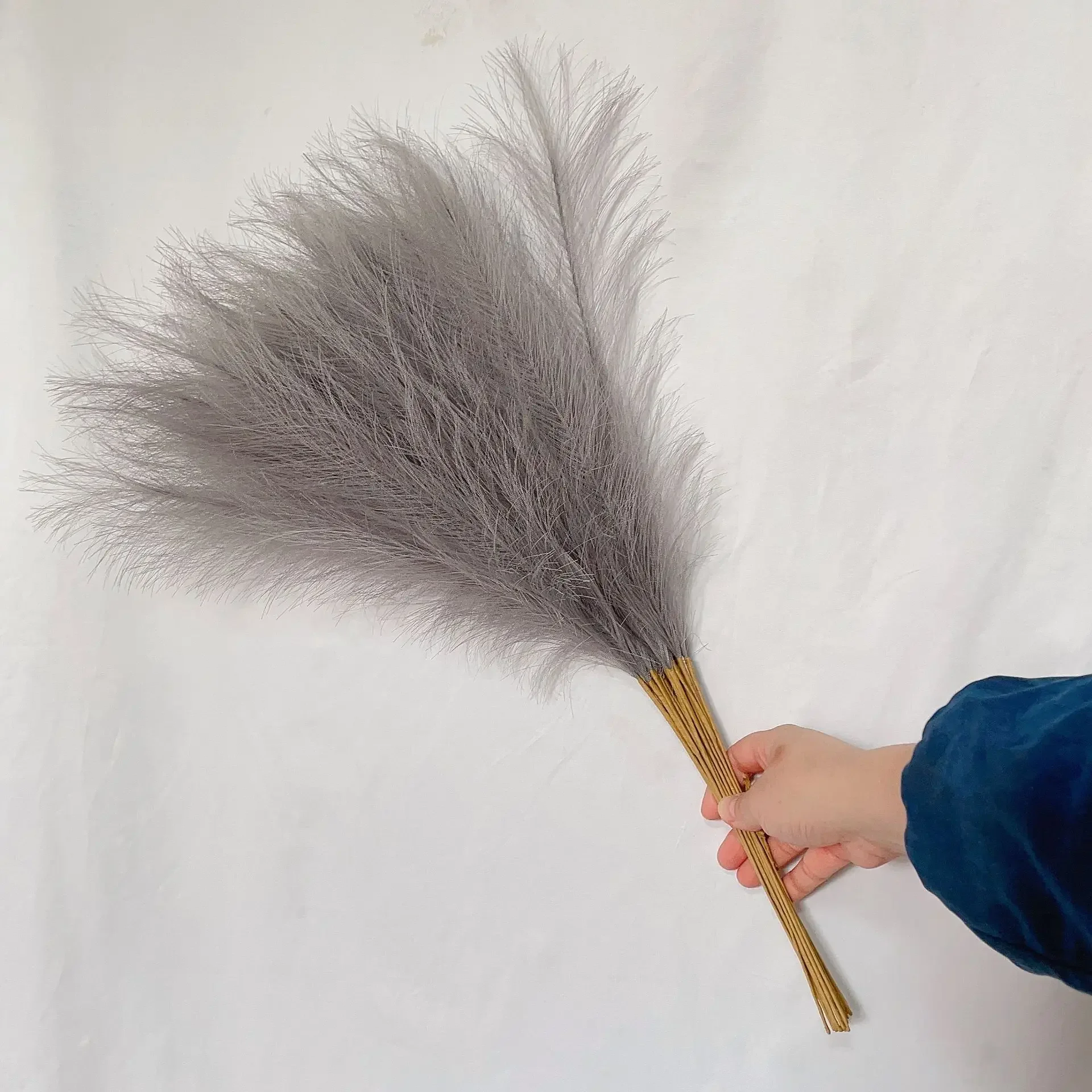 10 Stück Seiden-Pampasgras-Dekor, künstlicher Blumenstrauß, flauschige Simulation, künstliche Pampas-Anordnungen für Hochzeit, Heimdekoration: tief Rosa