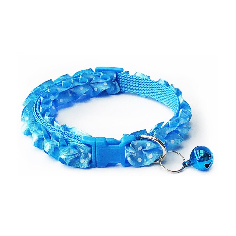 Collar de encaje con hebilla de Mascota, Collar ajustable con campana para gatos, cachorros y perros, accesorios al por mayor: Azul cielo