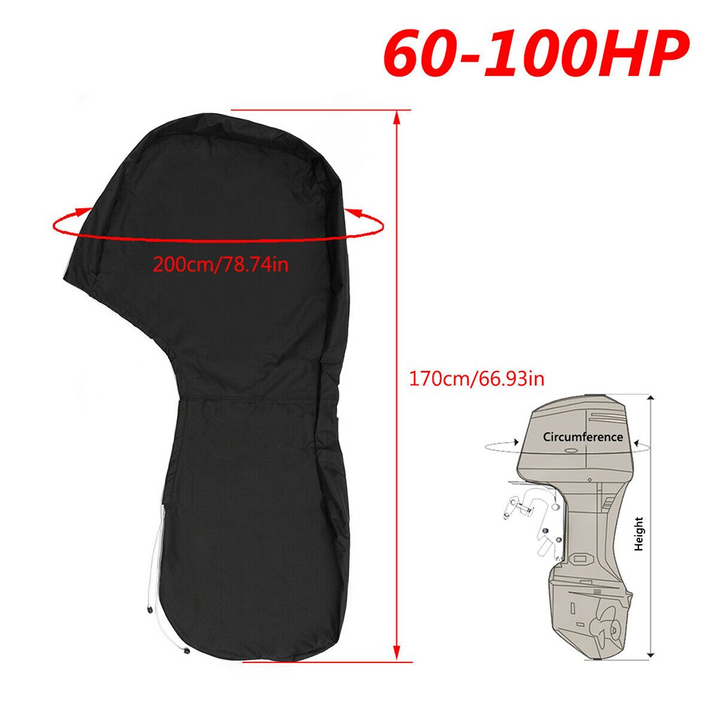 Outboard Motor Full Cover PVC Coating Oxford Waterproof Boat Motor Engine Cover - 6-15HP