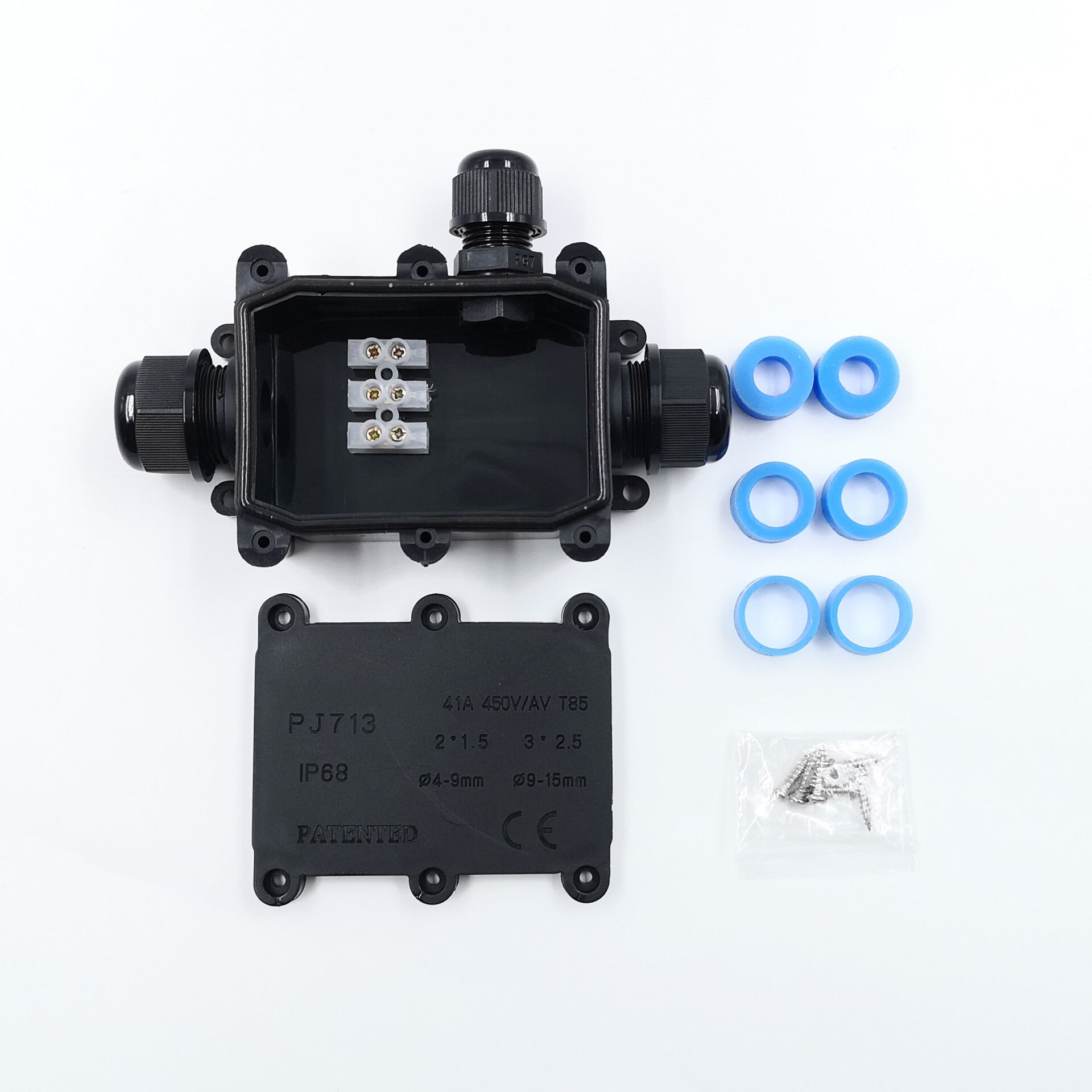 Black waterproof junction box IP68 with terminal outdoor waterproof box flame retardant plastic junction box for ship cables