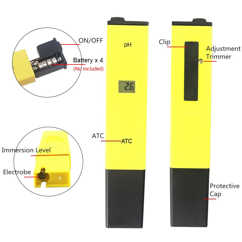 Digital Portable PH Meter Tester Lab PH TDS Tester ATC Automatic Calibration TDS Meter for Drink Food Aquarium Wine Urine