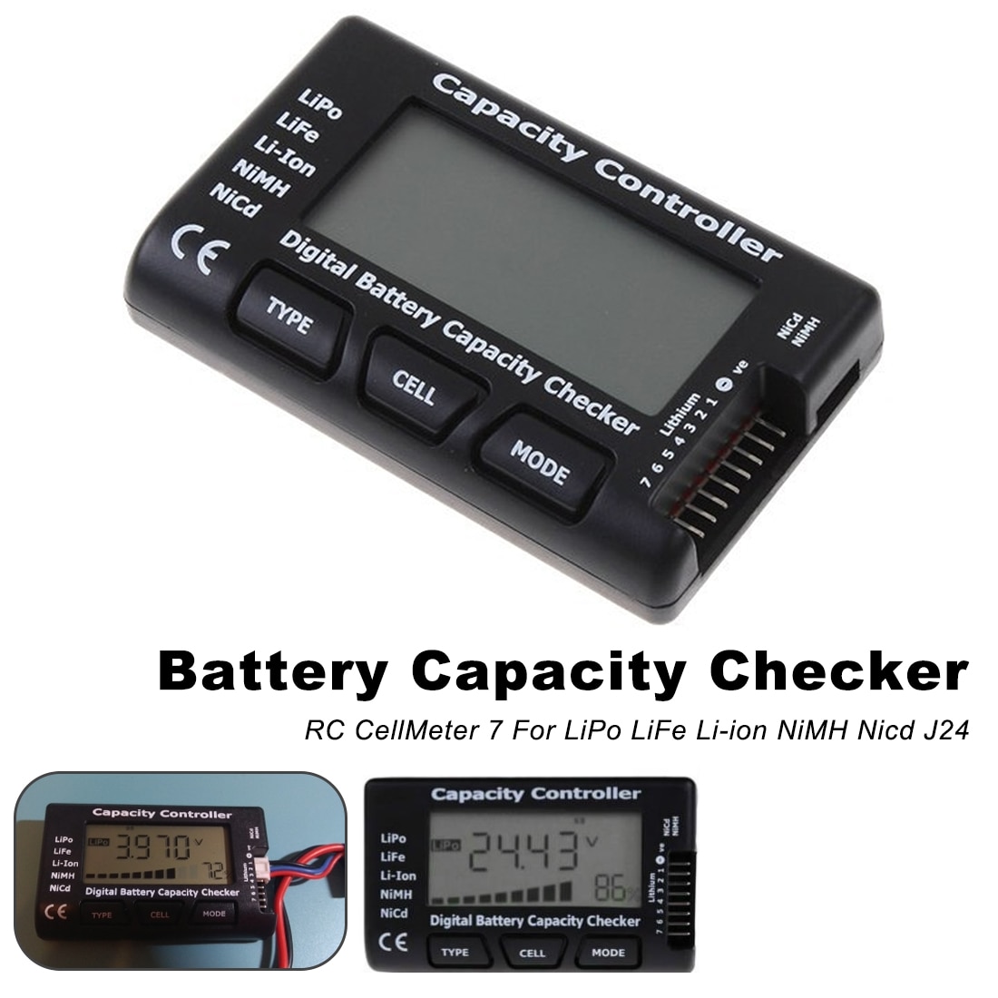Meetinstrument batterijspanningstester, rc-meter, 7 digitale celbatterijcapaciteitscontrole voor lipo life li-ion nicd nimh
