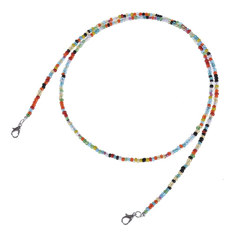 10 stuks regenboogkleurige masker glazen bedel kralen lanyard handgemaakte nek anti-dropping & lost dubbele gesp unisex ketting sieraden: Goudkleurig
