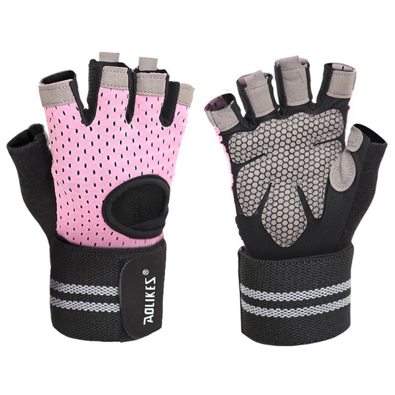 Femmes hommes haltérophilie gants gymnastique demi doigt sport Fitness gants anti-dérapant résistance exercice formation gants: Pinkplus / S