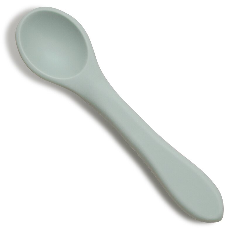 Certyfikat FDA niemowlę silikonowy podajnik łyżka przenośna łyżeczka robić herbaty dla dzieci chłopcy Girlsd jednolity kolor żywności łyżka maluch sztućce: Sage