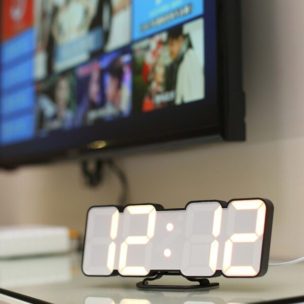 Digitale wekker met led-wandklok, 115 kleuren, afstandsbediening, digitaal horloge, nachtlampje, magische tafelklok: Zwart