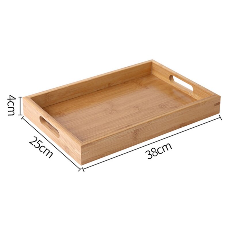 Bamboo Wooden Rectangular Tea Tray Solid Wood Serving Tray Tea Cup Food Tray Wooden Hotel Dinner Plate: KN18825-XL