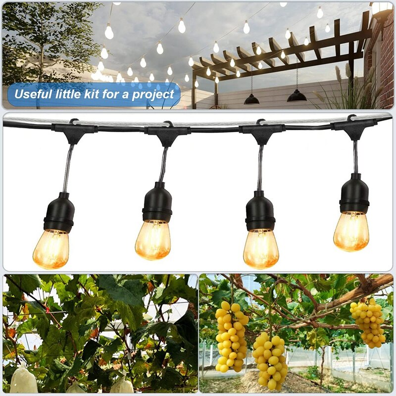 -15M Garden Wire For Climbing Plants,Wire Fence Wire Rope Clips Turnbuckle Wire Tensioner For String Lights Hanging Kit
