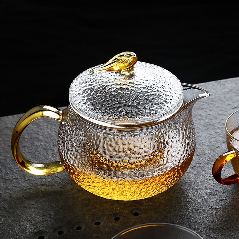 Taza de té de vidrio con tapa con mango infusor, tetera con filtro de botella de té, escamas de pescado innovador de borosilicato resistente al calor, 300ML, 500ML
