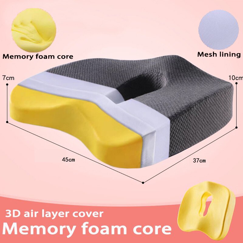 Memory Foam Full Body Pillow Slow Rebound Sofa Waist Cushion Car Pillow Relax Cushion Set Orthopedic Massage Hemorrhoid Cushion: Grey A