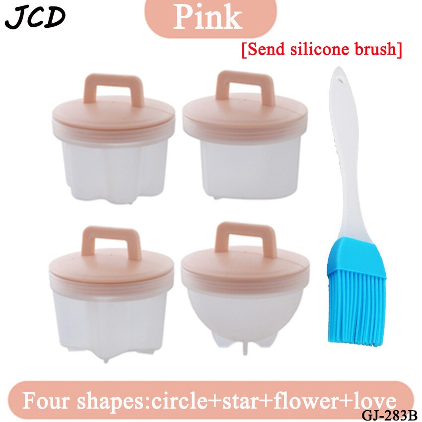 JCD 4 pièces/ensemble – ensemble de cuisson d'œufs en plastique, mignon, chaudière à œufs, outils de cuisine, moule à œufs avec couvercle, brosse, crêpière: Pink