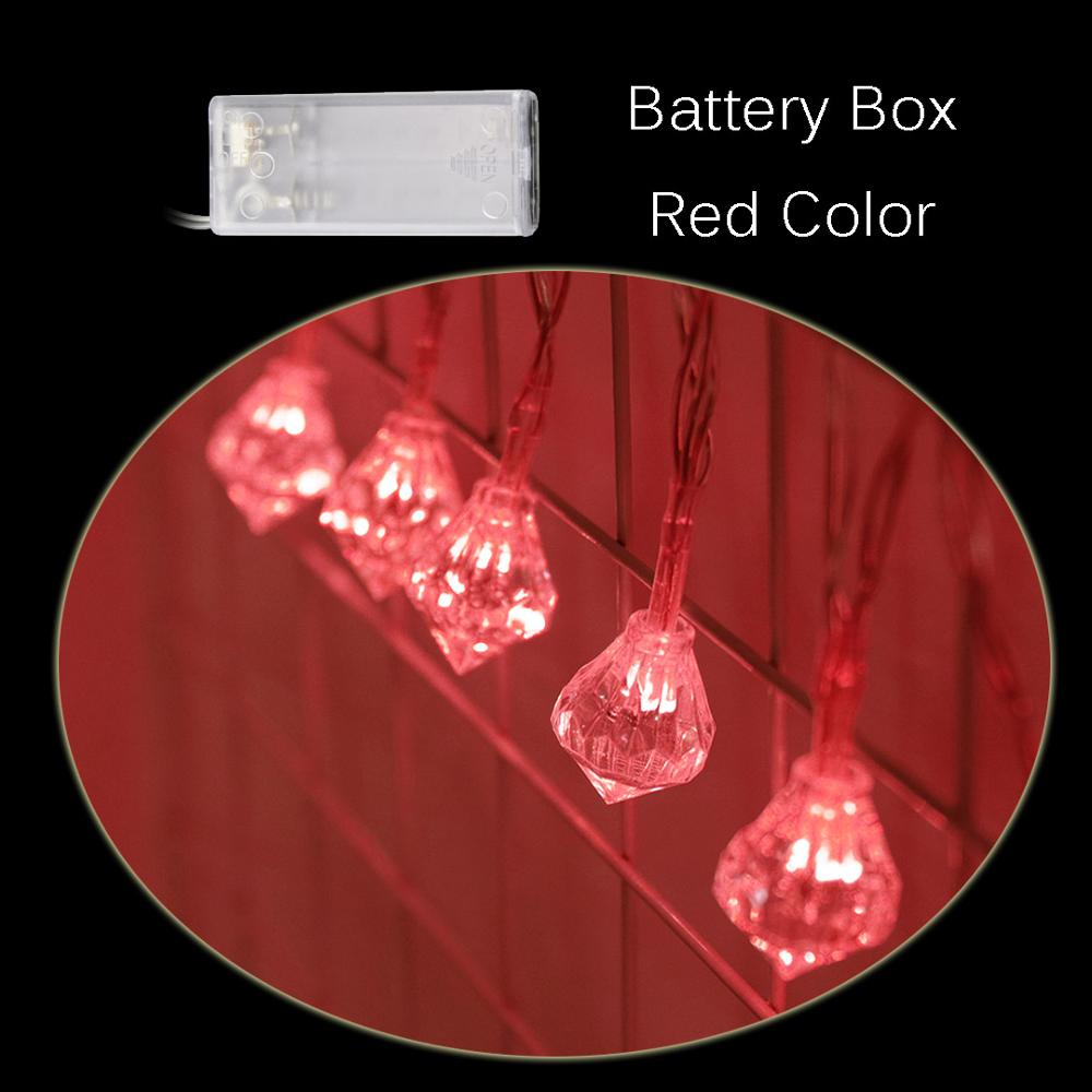 10 led's in diamantvorm, twinkelende lichtjes, kerstversiering voor bruiloften en feesten, feeënkrans: Rood (batterijdoos)