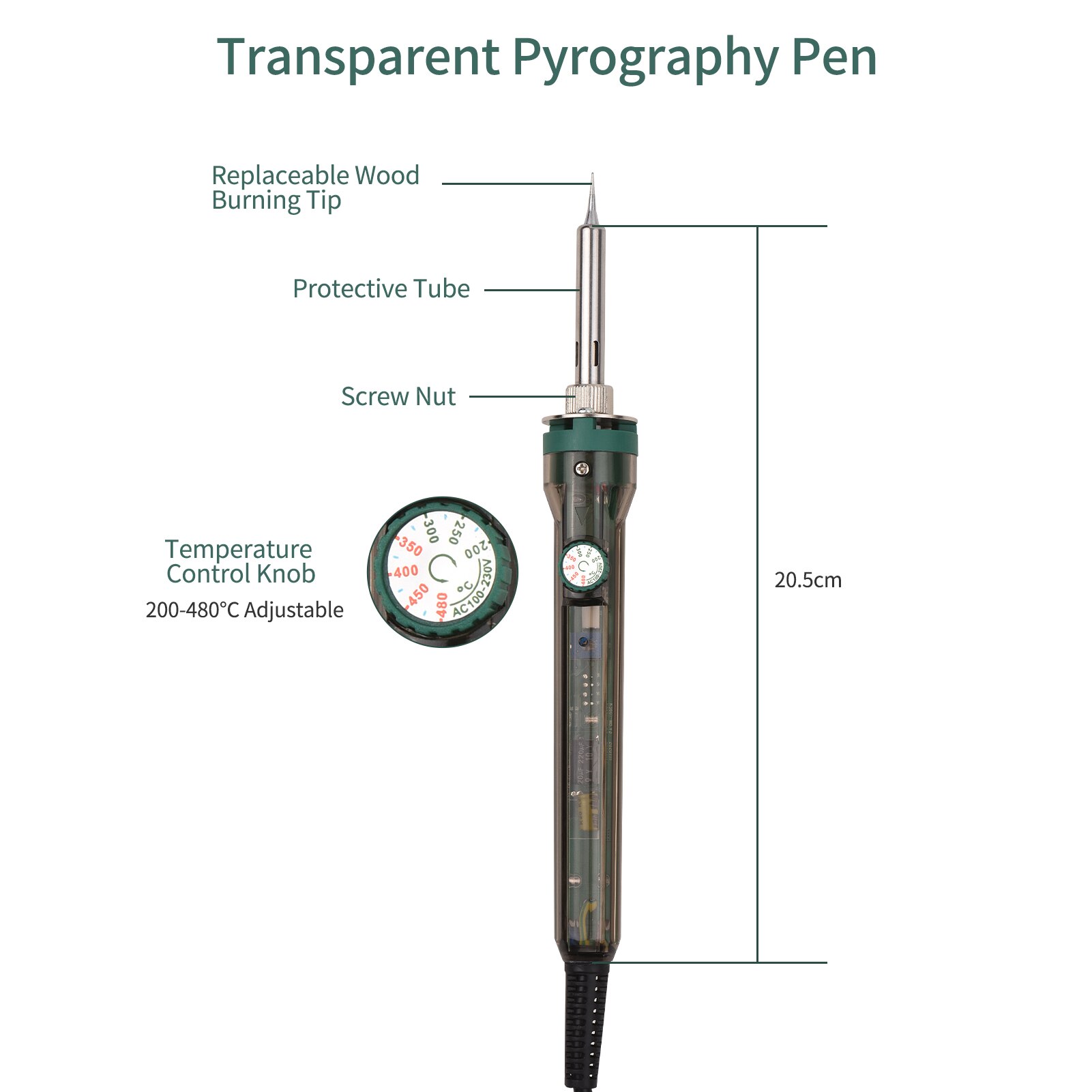 44/55/96PCS Pyrography Pen with Soldering Iron Tips Multifunctional Wood Burner Tool Adjustable Temperature 200-480℃