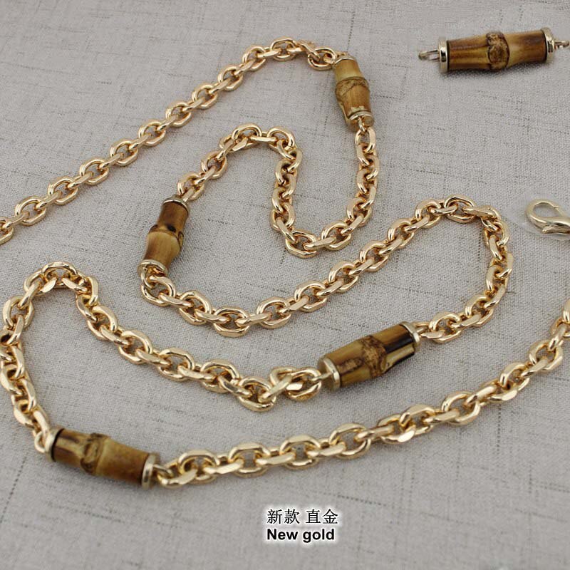 10X9cm Natural bamboo handles for bags replacement,retro hand made knit bag handbags bamboo chains for bag: 130cm new gold 1pc