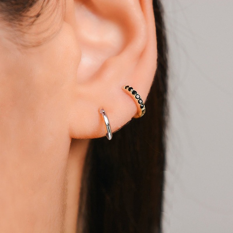 1 Paar Eenvoudige Meisje Huggie Kleine Oorringen Regenboog Minimale Charmant Oor Oorbellen Stud 8 Mm Dunne Hoops Oor piercing Manchet