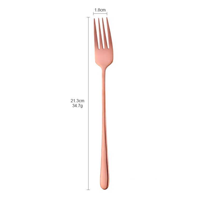 Roestvrij Staal Diner Vork Korea Kleurrijke Dessert Vork Lange Handvat Goud Blauw Zwart Vork Set voor Hotel Party: Rose gold